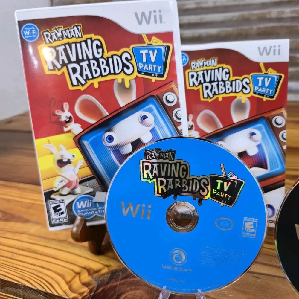 2 GAMES RAYMAN RAVING RABBIDS 2 & TV PARTY Nintendo Wii Minty (READ!!!)